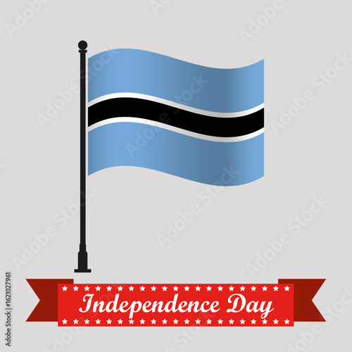 Flat Botswana Independence Day With Waving Flag
