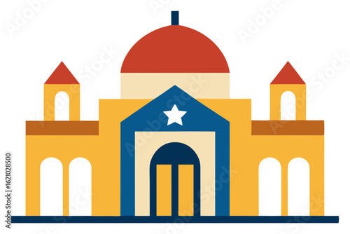 Simple Synagogue Vector Illustration for Jewish Heritage Projects
