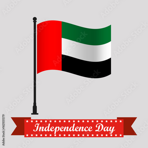 Flat United Arab Emirates Independence Day With Waving Flag