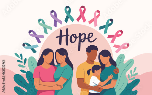 Illustration of hope and unity a family embracing support and love