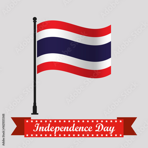 Flat Thailand Independence Day With Waving Flag