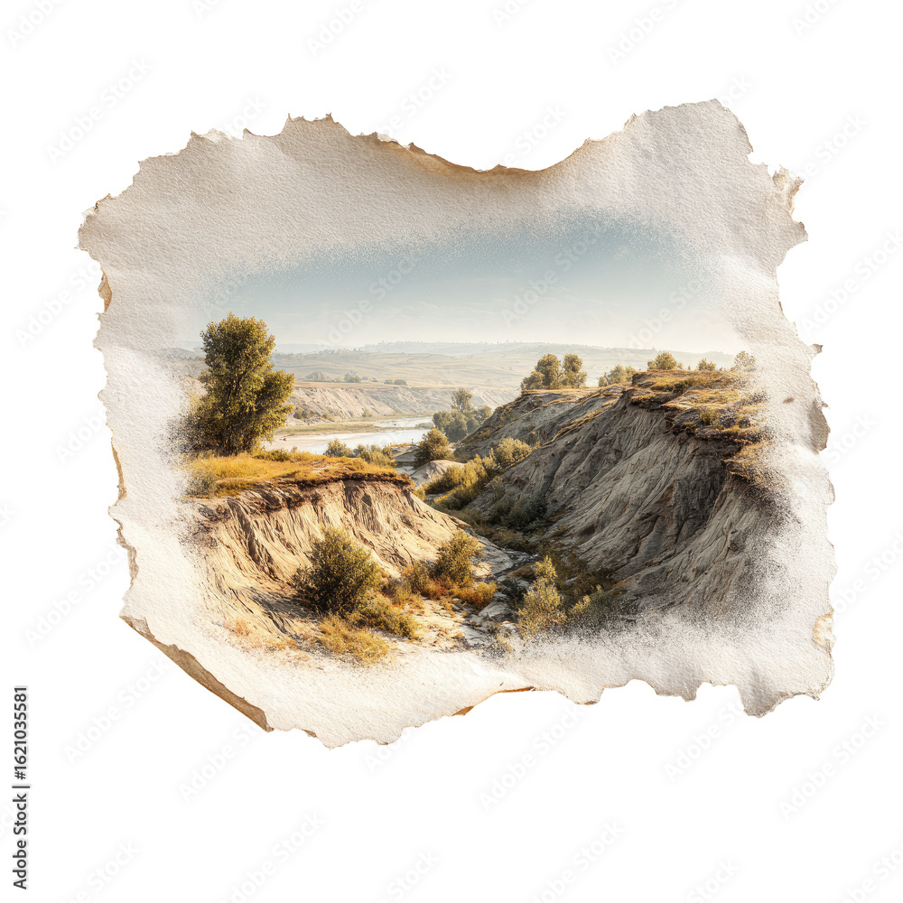 Fototapeta premium Scenic landscape of a valley with hills and a river