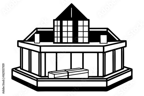 Penthouse Apartment Vector with City Skyline Background