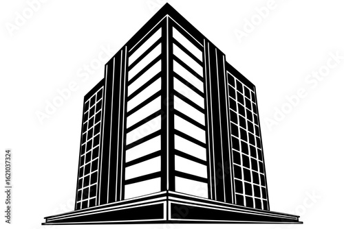 Tall Corporate Office Building with Glass Walls Vector