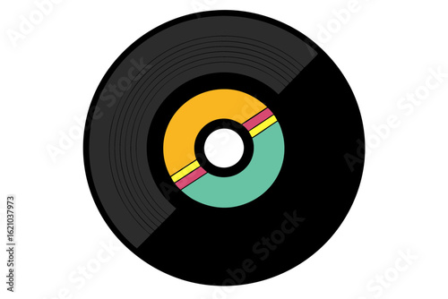 Vinyl Record Vector Illustration with Center Label Detail