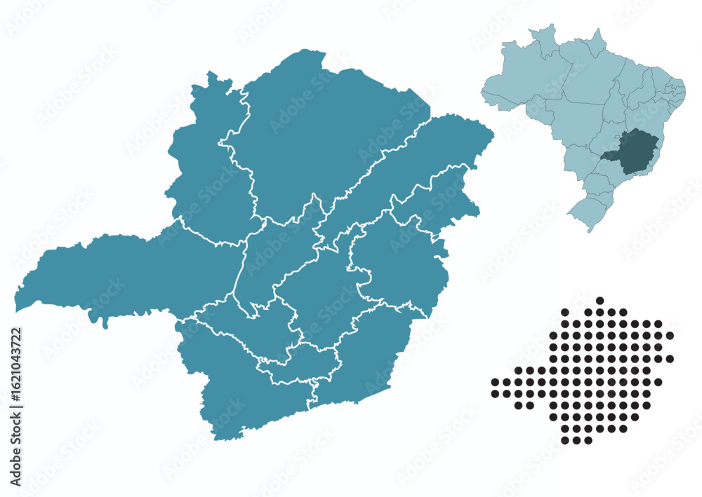 Fototapeta premium Set maps of Minas Gerais state