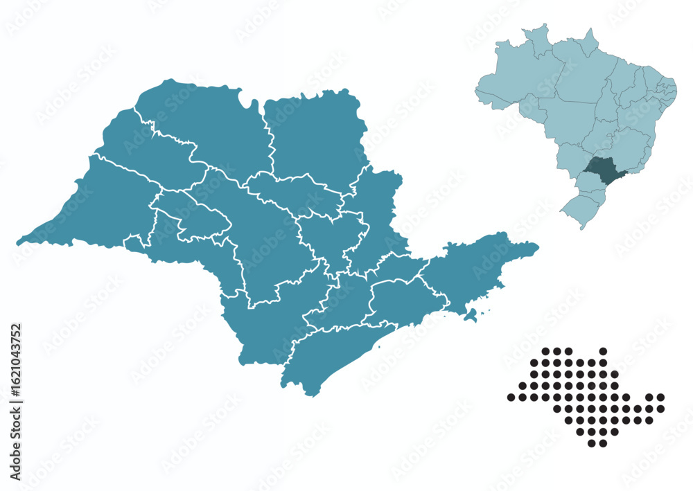 Obraz premium Set maps of Sao Paulo state