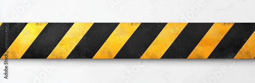 Yellow and Black Caution Tape on White Background 