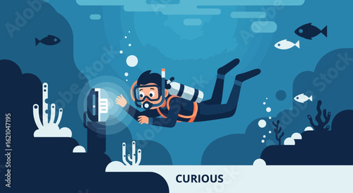 Underwater exploration: A scuba diver discovers a mysterious object on the ocean floor