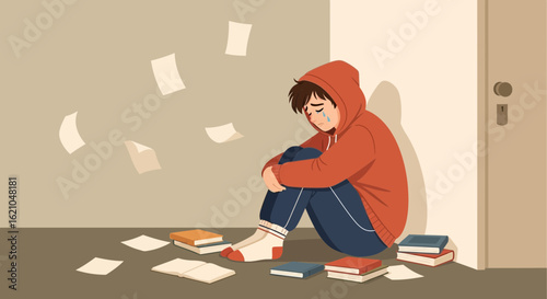 Student Overwhelmed By Academic Pressure Struggles With Mental Health