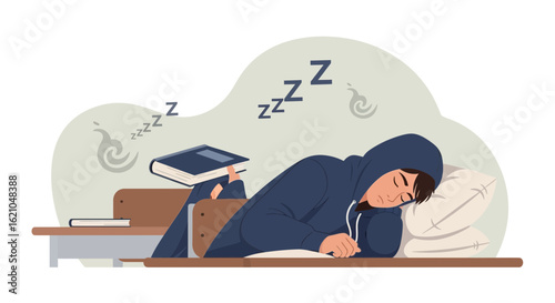 Student Sleeping In Class Exhausted Young Man Napping During Study Time
