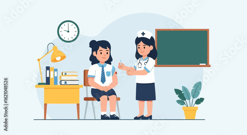 Vaccination Campaign In School For Children Protection Against Seasonal Diseases