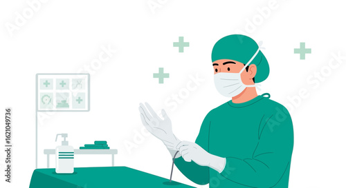 Surgeon Prepares In Operating Room Before Performing Surgical Procedure
