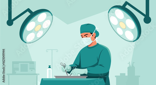 Surgical Operation Performed By Skillful Surgeon In Operating Room With Surgical Tools