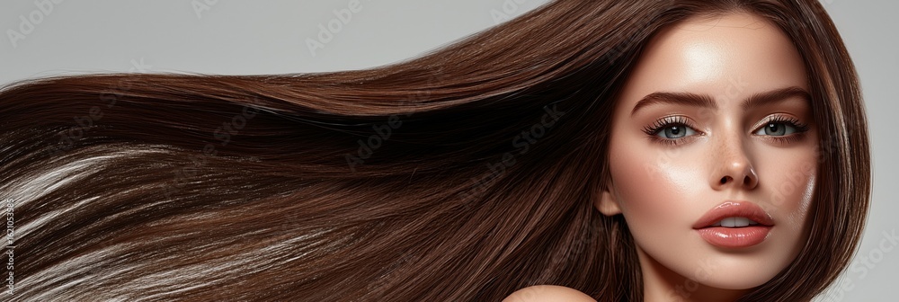 Obraz premium Profile of Woman with Long Shiny Straight Hair