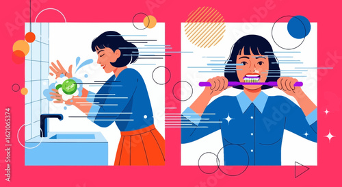 Personal Hygiene Daily Routine Concept For Healthy Lifestyle And Disease Prevention