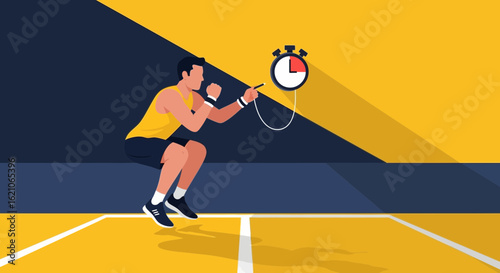 Personal Trainer Monitoring Time While Exercising For Intense Workout