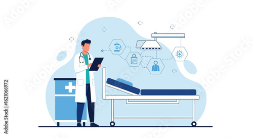 Professional Doctor Performing Checkup In The Hospital And Analyzing Medical Data