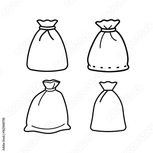 A set of cement bag line art vector illustration