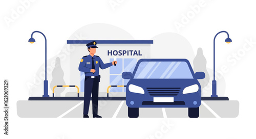 Officer Directs Traffic For Hospital Ensures Safety And Smooth Patient Care