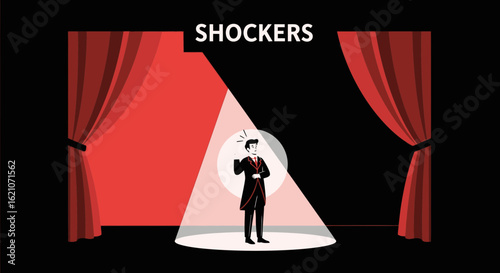 Spotlight Performance Of A Stand Up Comedian On Stage Illustration