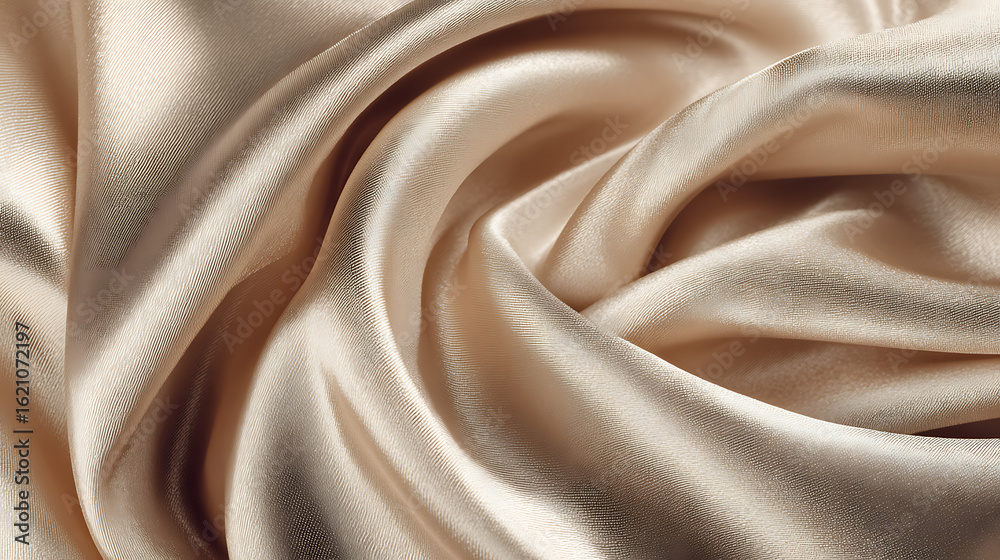 Obraz premium Luxurious champagne silk fabric with soft folds and gentle sheen texture beige