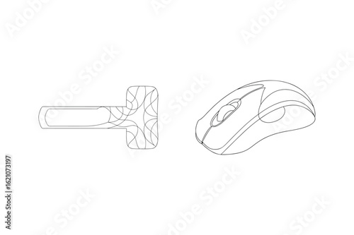 Computer mouse and abstract shape scroll wheel buttons