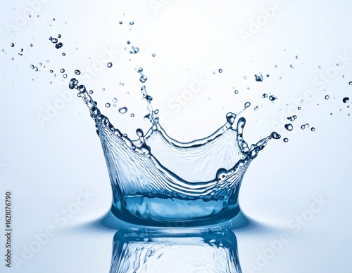 Close-up de una salpicadura de agua capturada en el instante exacto de su formación, mostrando gotas dispersas y efecto de movimiento © veronica