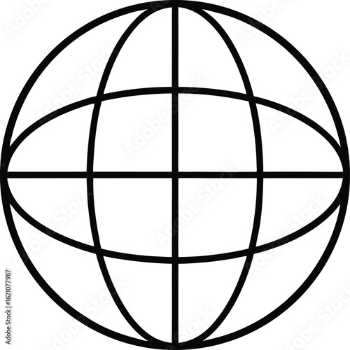 globe icon outline vector illustration on transparent background