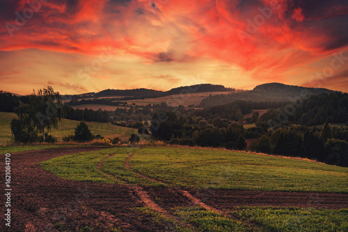 Fototapeta Naklejka Na Ścianę i Meble -  sunset over the mountains in Poland