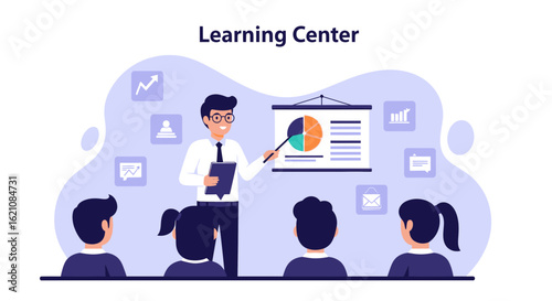 Instructor Gives Presentation To Students In Modern Learning Environment