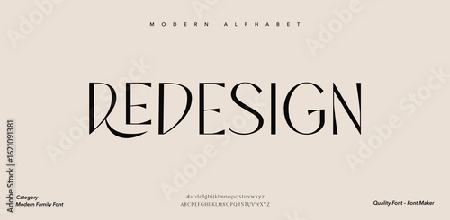 Redesign Minimal elegant font alphabet logo. Typography Beauty fashion luxury classic letters serif fonts decorative wedding vintage retro logos. vector illustration