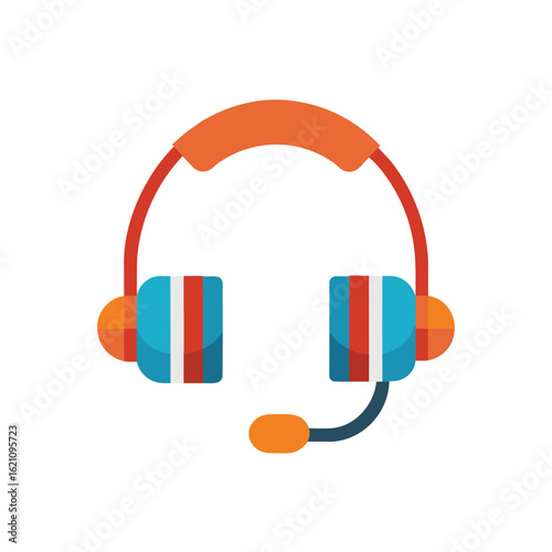 Colorful Headset with Microphone for Customer Support or Online Communication on white background
