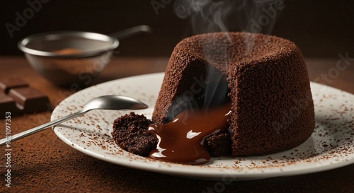 Decadent chocolate lava cake with molten center, a sweet treat.