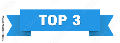 top 3 ribbon isolated on transparent background. top 3 ribbon