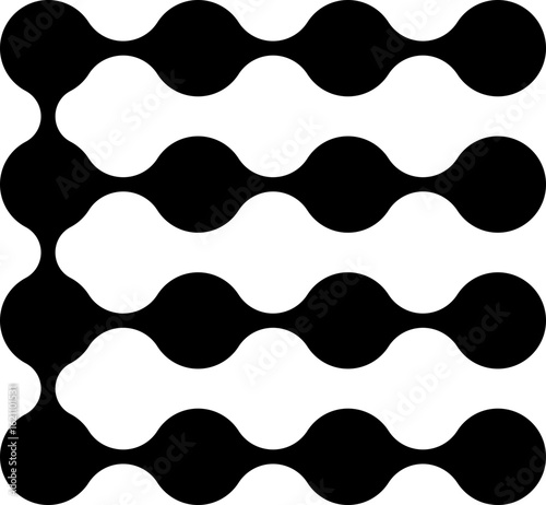 Geometric pattern of circular nodes forming a structured linear path.