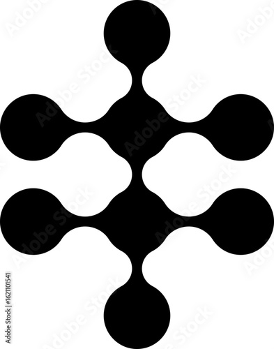 Symmetrical arrangement of circular nodes connected in a geometric structured design.