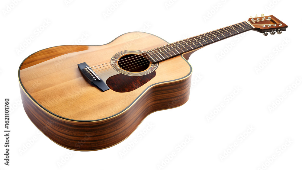 Fototapeta premium Acoustic Guitar Close Up Isolated on Transparent Background