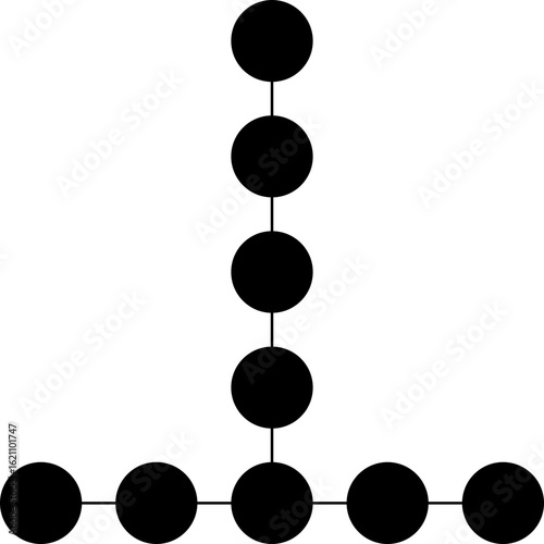 Circular dots arranged in a perpendicular grid structure.