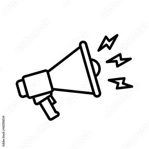 Megaphone icon with sound waves isolated on white background