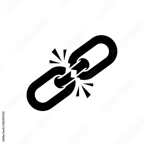 Broken chain link icon isolated on white background