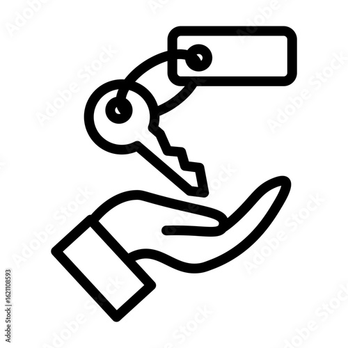 Handover Key Vector Line Icon Design