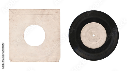 Foto a 7 inch format vinyl record mockup isolated on transparent background, separate