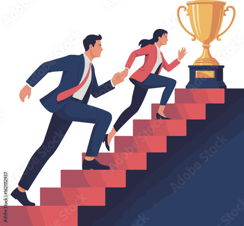 business man running on the stairs