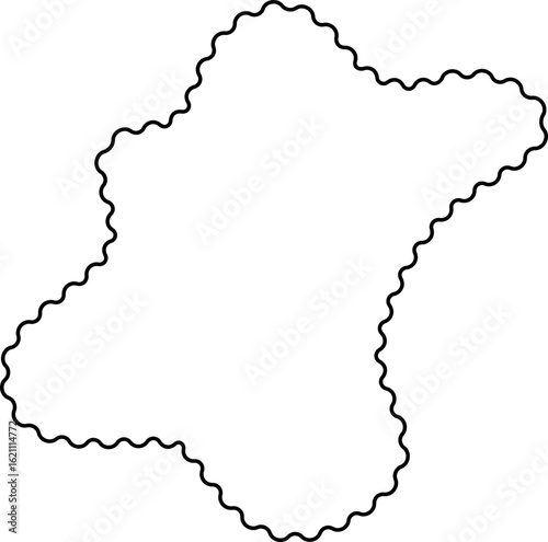 Organic abstract shape with naturally wavy edges and a hollow, outlined interior.