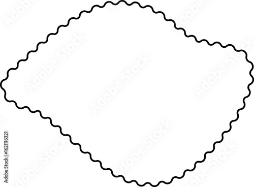 Organic hand-drawn shape with a smooth wavy border and an open hollow center, featuring irregular contours.
