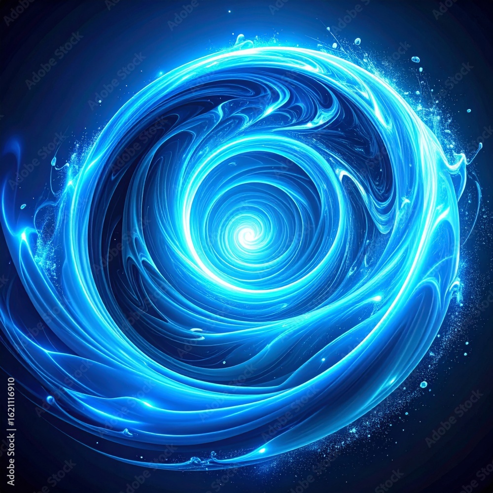 Naklejka premium Abstract Swirling Blue Energy Vortex with a Circular Pattern and Glowing Light