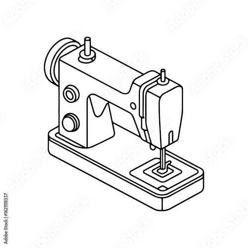 Detailed sewing machine graphic featuring a vintage design, perfect for tailors, seamstresses, fashion design, and creative projects.