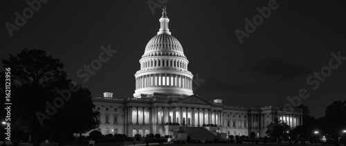 Wallpaper Mural Illuminated capitol building at night washington d.C. Architectural photography urban environment wide angle government symbolism Torontodigital.ca