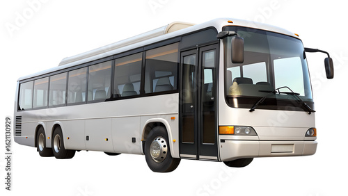 White Tour Bus Isolated Vehicle for Transportation on transparent background